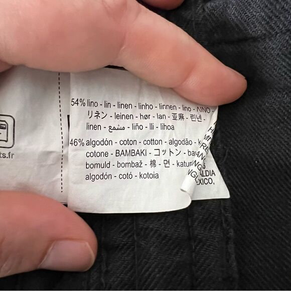 Zara Pants Womens Size 34 Black High Rise Tapered Linen Blend Relaxed Fit Pocket - Picture 9 of 15